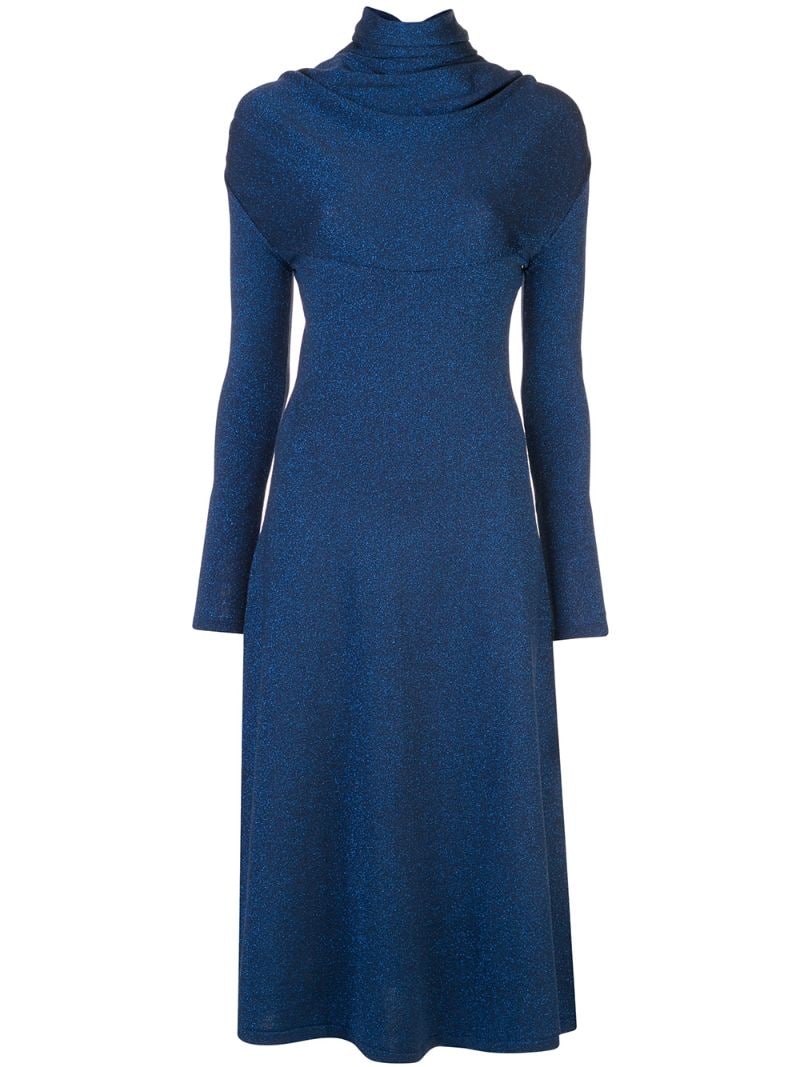 Ellery Cowl Neck Glittered Midi Dress