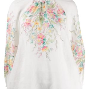 Zimmermann Elasticated Floral Print Blouse