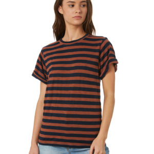 Swell Ginger Stripe Tee Black Brown Stripe