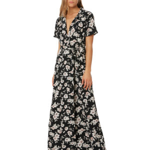Volcom Servin Up Looks Dress Black Floral Print