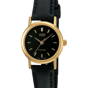 Casio Ladies Analogue Watch Black Gold