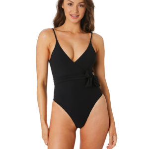 Nine Islands Donny Tie Waist One Piece Black Textured