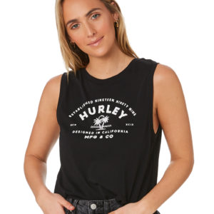 Hurley Calii Palm Crop Biker Singlet Black