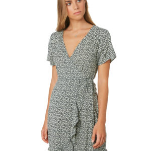 Rusty Goddess Wrap Dress Blue Fog