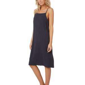 Rusty Heartbreaker Linen Stripe Dress Blue Nights