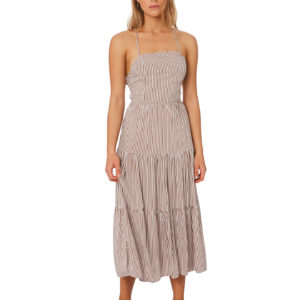 Elwood Stella Midi Dress Brown Stripe