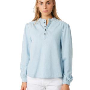 The Hidden Way Jolly High Neck Top Chambray