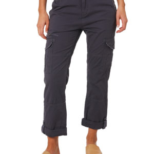Rusty Cadet Cotton Coal Mid Rise Straight Legs Womens Cargo Pants Coal