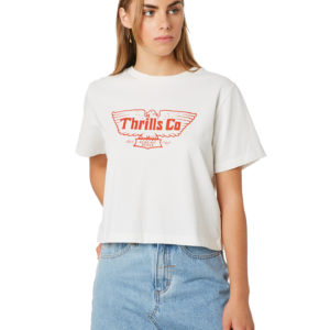 Thrills Eagle Badge Crop Tee Egret Egret