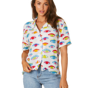 Cools Club Resort Shirt Eyes Print