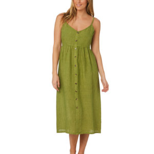 The Hidden Way Chloe Linen Dress Forest Forest