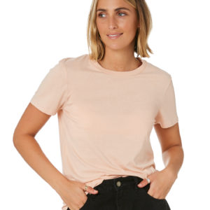 Volcom Womens Solid Organic Short Sleeve Tee Hazy Pink