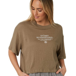 Stussy Sadie Linen Boxy Tee Mushroom Mushroom