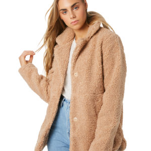 The Hidden Way Cheri Oversized Shirling Coat Natural