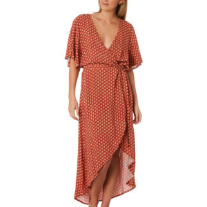Rip Curl Saffron Skies Wrap Dress Rust Rust