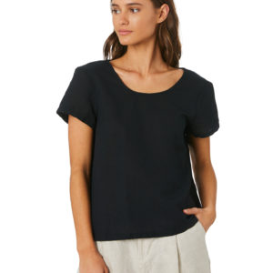 Swell Eva Woven Hemp Tee Shirt Washed Black