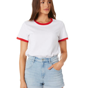 As Colour Ringer Tee White Red