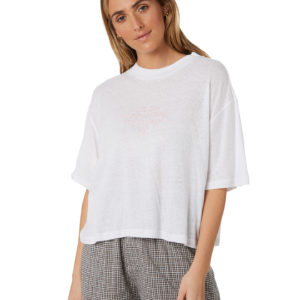 Stussy Sadie Linen Boxy Tee White