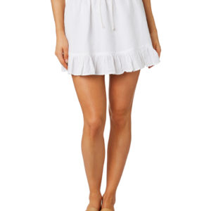 Swell Crystal Elastic Waist Hemp Skirt White