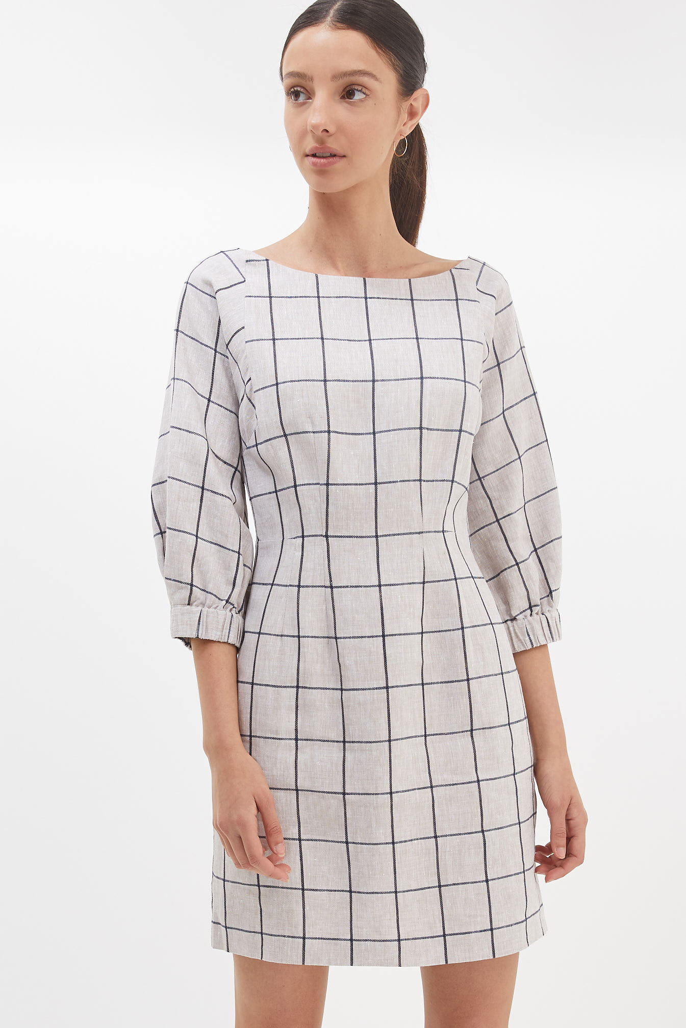 SABA Jas Linen Check Dress