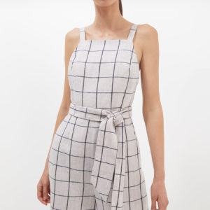 SABA Jas Linen Check Jumpsuit