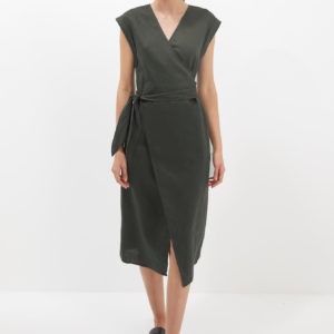 SABA Jas Linen Wrap Midi Dress