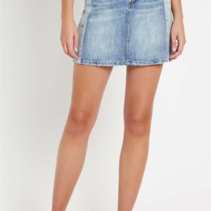 Sass & Bide Moonbeam Rider Embellished Denim Mini Skirt Washed Indigo