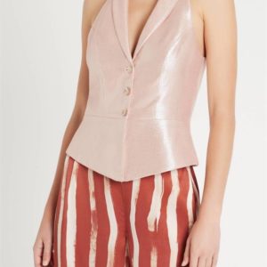 Sass & Bide The Oasis Metallic Crop Vest Pink Silver