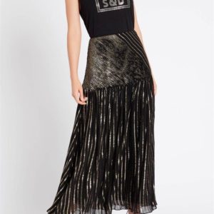 Sass & Bide The Polaris Flare Midi Skirt Black Gold