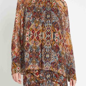 Sass & Bide Close To You Top Relaxed Silk Blouse Print