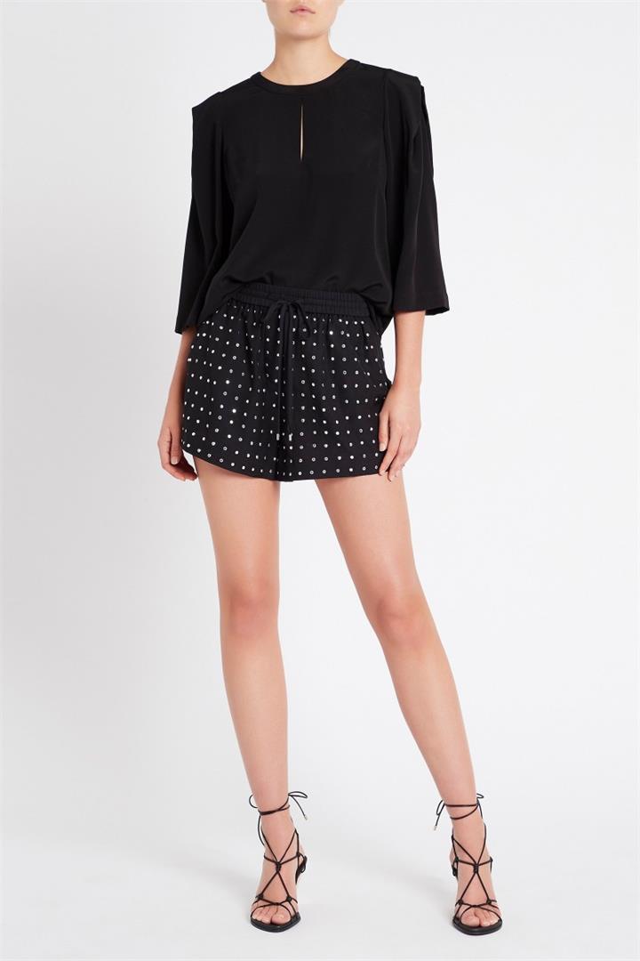 Sass & Bide Pointless Nostalgic Top Silk Puff Sleeve Blouse Black