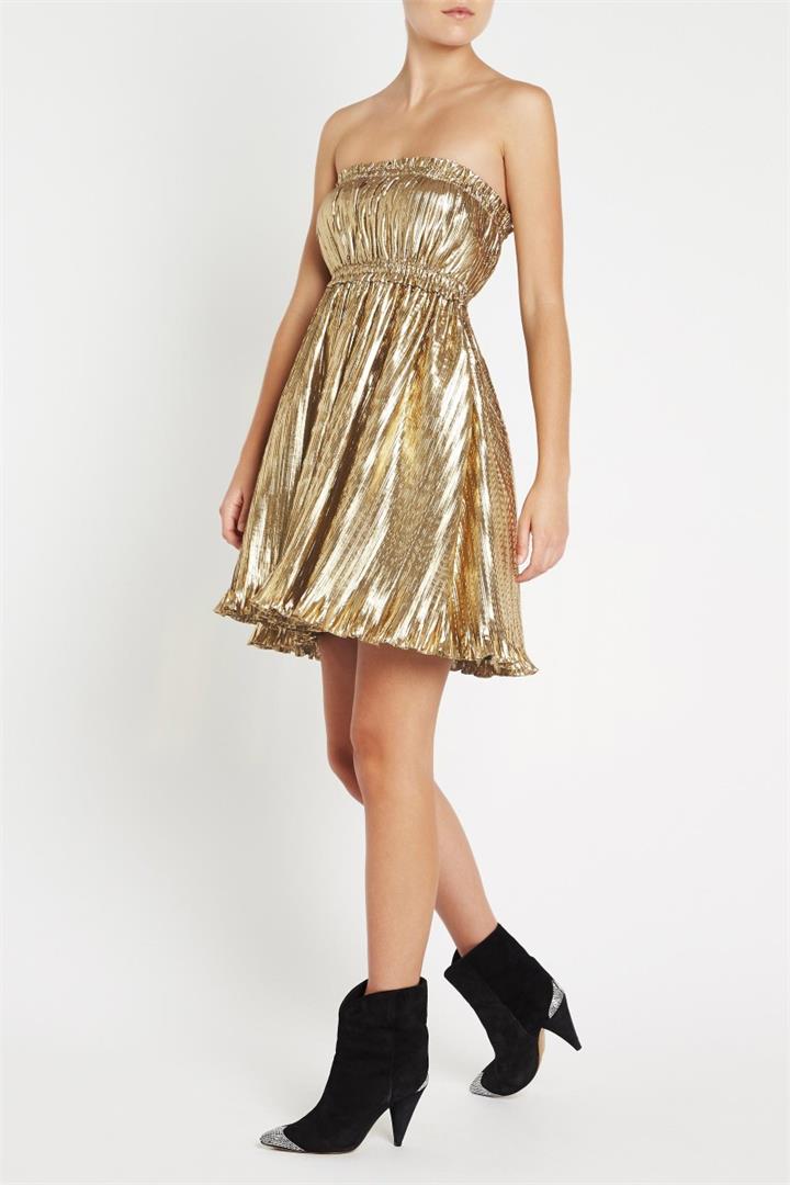 Sass & Bide Atomic Gold Pleat Strapless Mini Dress Gold - Australian Women Online Sass & Bide Atomic Gold Pleat Strapless Mini Dress Gold - Australian Women Online