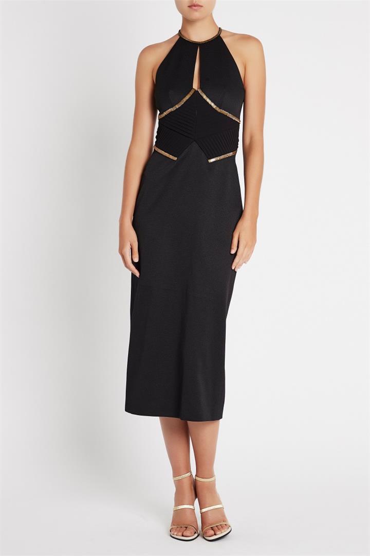 Sass & Bide Medina Moon Halter Neck Midi Dress Black