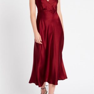 Sass & Bide Sundance Silk Cami Midi Dress Cherry