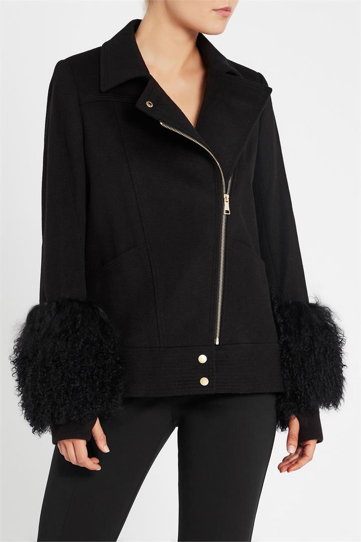 Sass & Bide Nothing Compares 2 U Detachable Shearling Coat Black