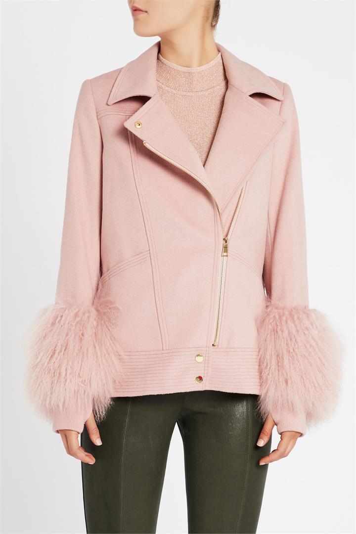 Sass & Bide Nothing Compares 2 U Detachable Shearling Coat Pink