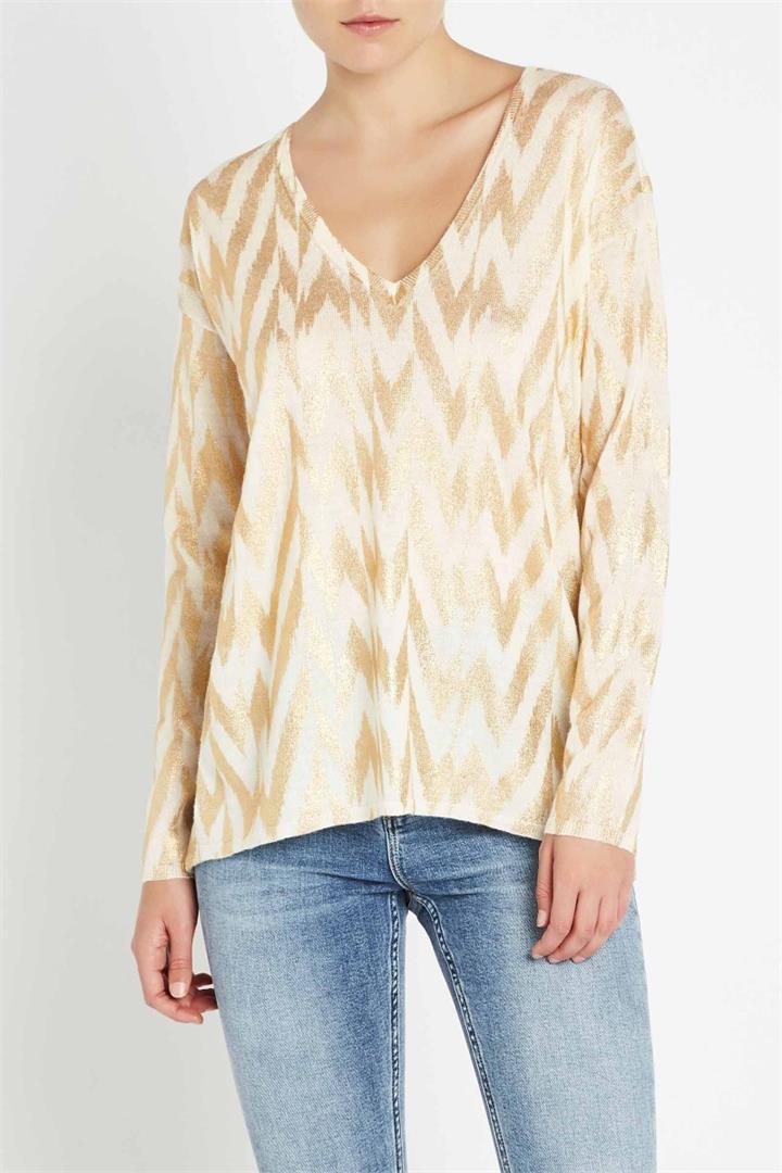 Sass & Bide The Rapid Evolution Sweater Chevron Wool Knit Ivory