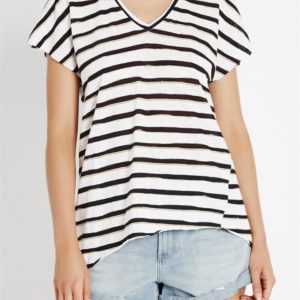 Sass & Bide Secret Teller Asymmtric Stripe Tee Stripe