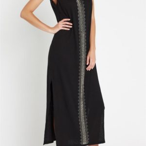 Sass & Bide Mineral Lustre Embroidered Tank Dress Black