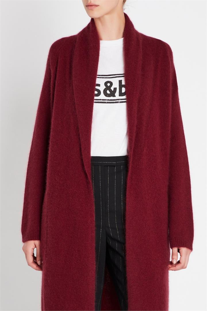 Sass & Bide Speak The Truth Knee Length Cardigan Dark Cherry
