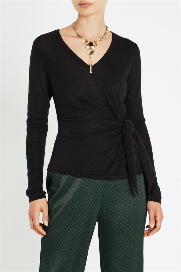 Sass & Bide Tied To You Drape Knit Top Black