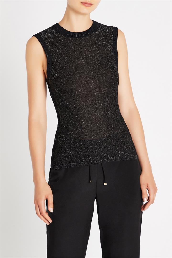 Sass & Bide Up In Flames Fitted Sleeveless Knit Top Black/Bronze