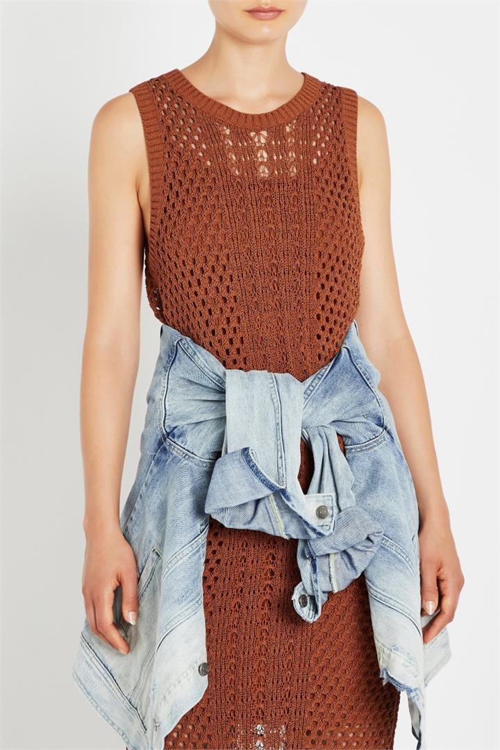Sass & Bide Dig It Sleeveless Knit Top Tobacco