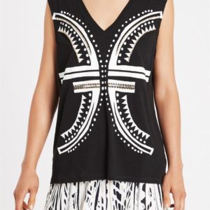 Sass & Bide Composure Relaxed Fit V Neck Tank Black