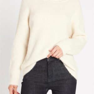 Sass & Bide Playing For Keeps Knit Oversized Drop Shoulder Sweater Ivory