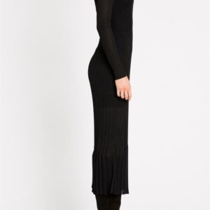 Sass & Bide Last Tracks Neat Fit Knit Sheer Midi Dress Black