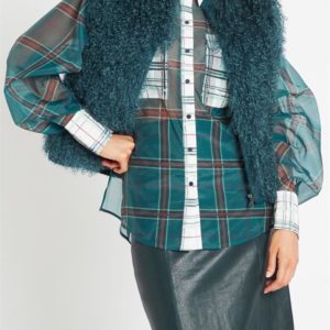 Sass & Bide Its My Party Fitted Shearling Vest Ocean Deep