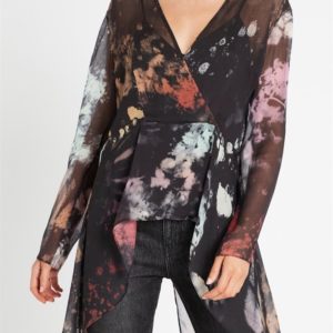 Sass & Bide Interstella Printed Sheer Silk Top Print