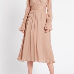 Sass & Bide Remix Wonder Gathered Midi Dress Blush