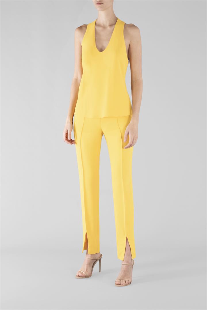 Carla Zampatti Yellow Crepe Shell Top